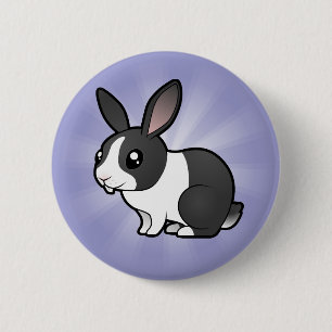 Badge Rond 5 Cm Lapin de dessin animé (oreille tombante poil lisse