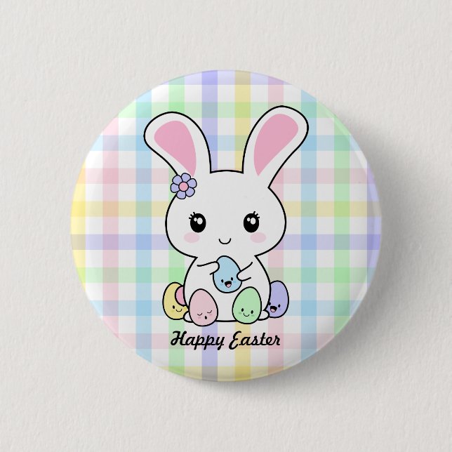 Badge Rond 5 Cm Lapin de Kawaii Pâques (Devant)