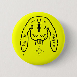 Badge Rond 5 Cm Lapin de la Fatalité Drôle Lapin Bizarre
