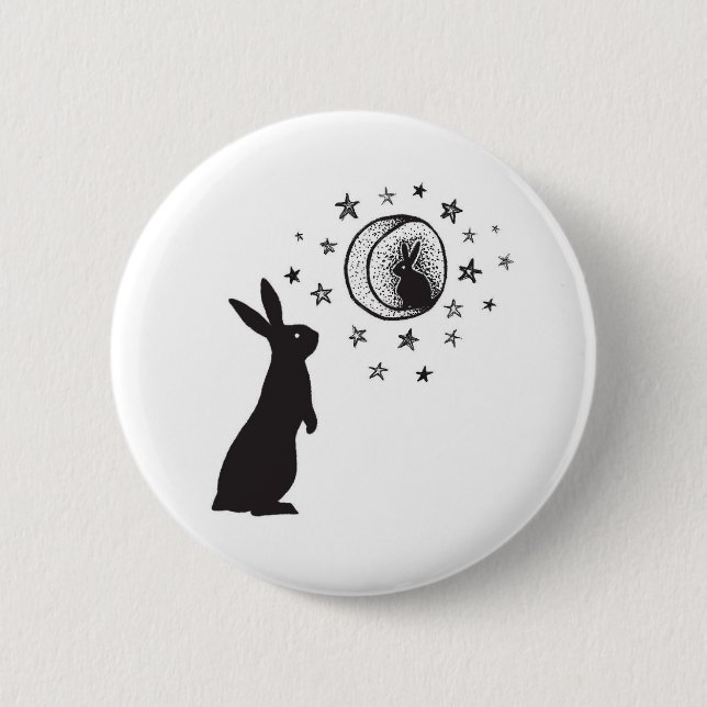 Badge Rond 5 Cm Lapin de lune - bouton (Devant)