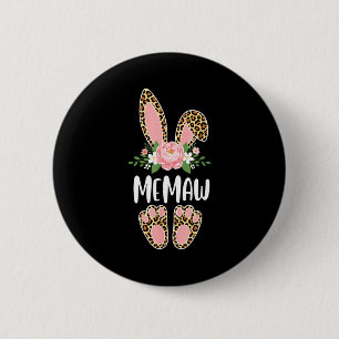 Badge Rond 5 Cm Lapin de memaw léopard floral joyeuses pâques prin
