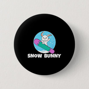 Badge Rond 5 Cm Lapin de neige mignon hiver neige skiant Amour de