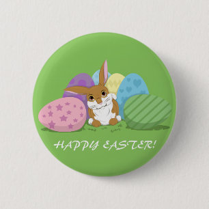 Badge Rond 5 Cm Lapin de Pâques