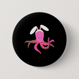 Badge Rond 5 Cm Lapin de Pâques drôle de pieuvre avec des oreilles