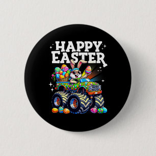 Badge Rond 5 Cm Lapin de Pâques drôle et heureux de camion monstre