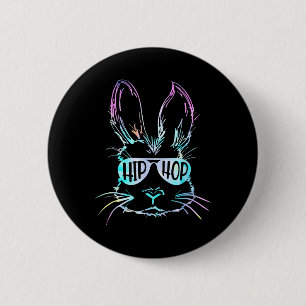 Badge Rond 5 Cm Lapin de Pâques Hip Hop avec lunettes de soleil Ho