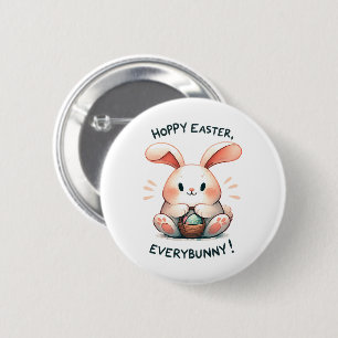 Badge Rond 5 Cm Lapin de Pâques Joyeuses Pâques, à tout le monde !
