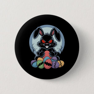 Badge Rond 5 Cm Lapin de Pâques méchant épouvantable horreur aux y
