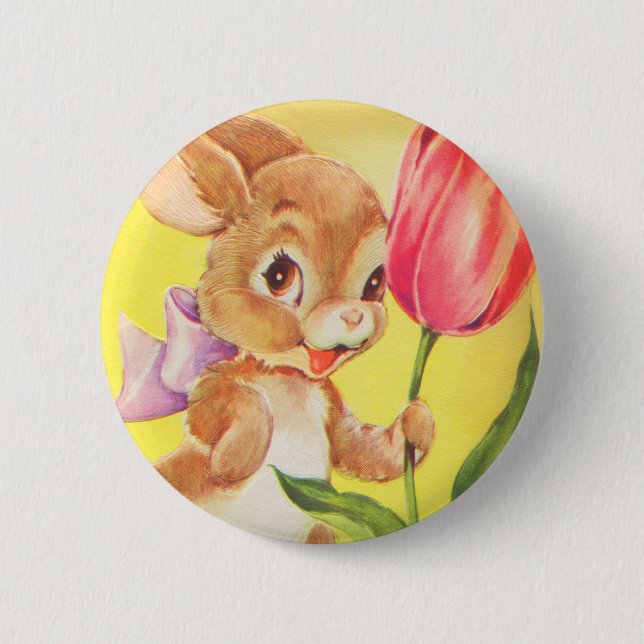 Badge Rond 5 Cm Lapin de Pâques mignon (Devant)