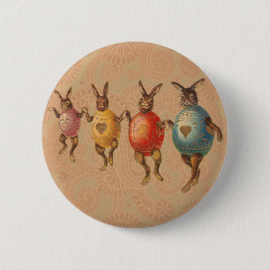Badge Rond 5 Cm Lapin de Pâques Œufs Dansants