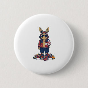 Badge Rond 5 Cm Lapin de Pâques patriotique Vintage Vector T-Shirt