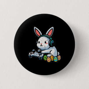 Badge Rond 5 Cm Lapin de Pâques pour joueurs de jeux vidéo Hommes 