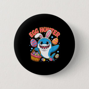 Badge Rond 5 Cm Lapin de Pâques requin drôle chasseur d'œuf mignon