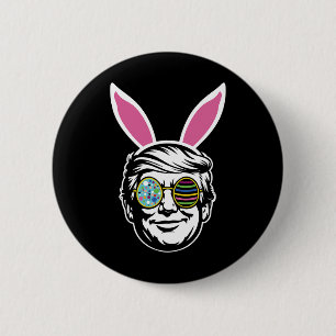 Badge Rond 5 Cm Lapin de Pâques Trump Joyeuses Pâques Chasse aux œ