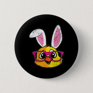Badge Rond 5 Cm Lapin De Poulets Oreilles Pâques Mignonne Ferme An
