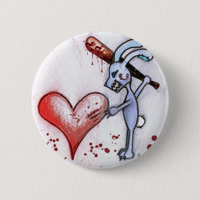 Badge Rond 5 Cm Lapin de Valentine (Devant)