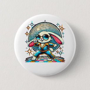 Badge Rond 5 Cm Lapin Disco Esthétique