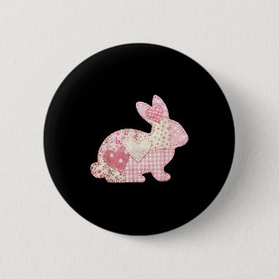 Badge Rond 5 Cm Lapin drôle Cœur Floral Patchwork Lapin Joyeux Pa