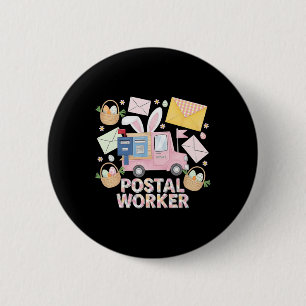 Badge Rond 5 Cm Lapin facteur de Pâques Employé de la poste Mignon