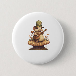 Badge Rond 5 Cm Lapin Jouant Banjo Sur Le Lapin De Champignons Cot