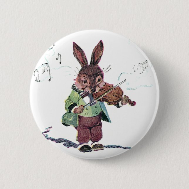 Badge Rond 5 Cm Lapin jouant le violon (Devant)