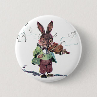 Badge Rond 5 Cm Lapin jouant le violon