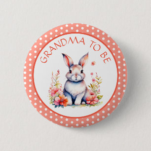 Badge Rond 5 Cm Lapin lapin en fleurs grand-mère pour être Baby sh