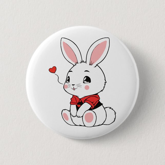 Badge Rond 5 Cm Lapin mignon adorable (Devant)