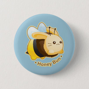 Badge Rond 5 Cm Lapin mignon de petit pain de miel