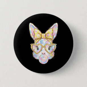 Badge Rond 5 Cm Lapin mignon visage bunny lunettes tie dye fille h