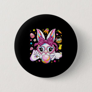 Badge Rond 5 Cm Lapin mignon visage de léopard coquette bow six