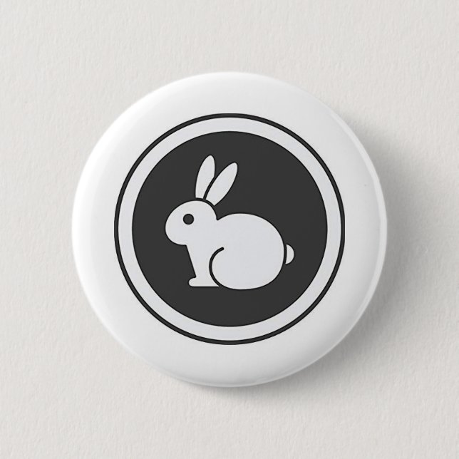 Badge Rond 5 Cm Lapin noir et blanc (Devant)