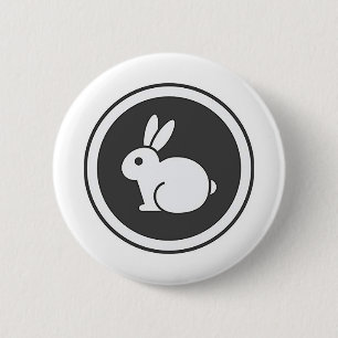 Badge Rond 5 Cm Lapin noir et blanc