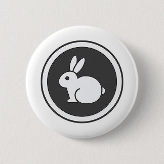 Badge Rond 5 Cm Lapin noir et blanc