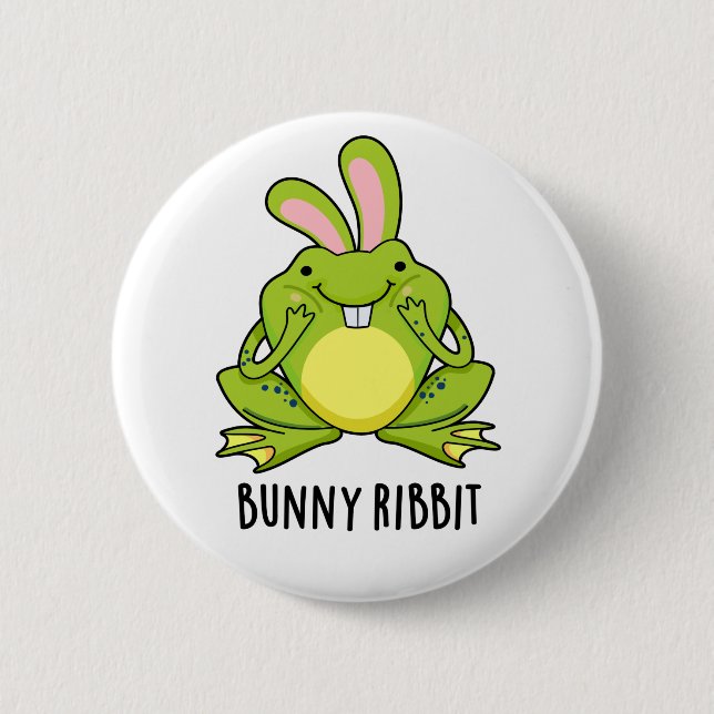 Badge Rond 5 Cm Lapin Ribbit Funny Lapin Frog Pun (Devant)