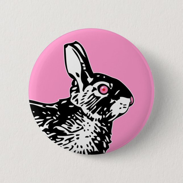 Badge Rond 5 Cm Lapin rose (Devant)