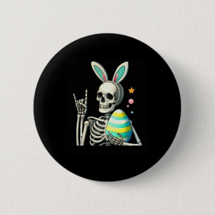 Badge Rond 5 Cm Lapin squelette de Pâques Rock Hand Rocker Garçons