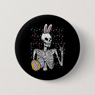 Badge Rond 5 Cm Lapin squelette de Pâques Rock Hand Rocker Garçons