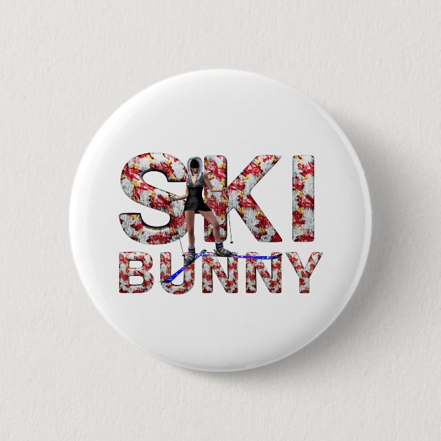 Badge Rond 5 Cm Lapin SUPÉRIEUR de ski (Devant)