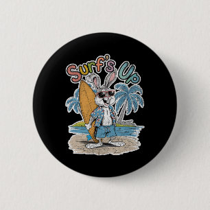 Badge Rond 5 Cm Lapin surfeur Bunny surfeur Planche de surf Été Ré