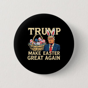 Badge Rond 5 Cm Lapin Trump Faire Pâques Grande à nouveau Drôle de