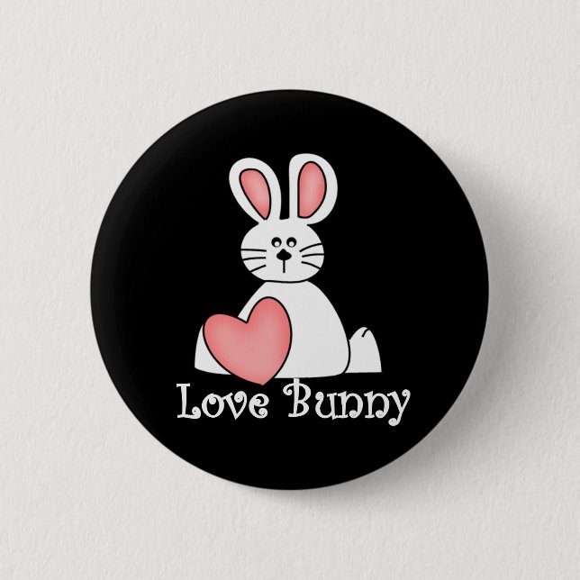 Badge Rond 5 Cm Lapin Valentine d'amour (Devant)