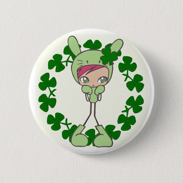 Badge Rond 5 Cm lapin vert (Devant)
