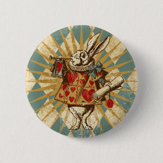 Badge Rond 5 Cm Lapin vintage de blanc d'Alice