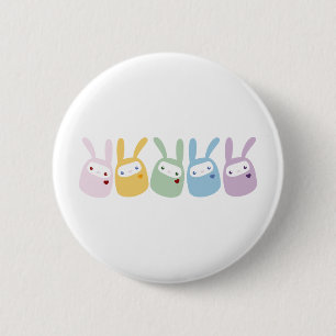 Badge Rond 5 Cm Lapins de boule de gomme colorés par arc-en-ciel