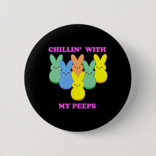 Badge Rond 5 Cm Lapins de Pâques en chill avec mon groupe de bonbo