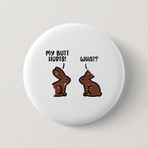 Badge Rond 5 Cm Lapins de Pâques en chocolat Lapin drôle Bonbon