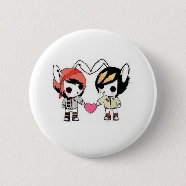 Badge Rond 5 Cm lapins d'emo (Devant)