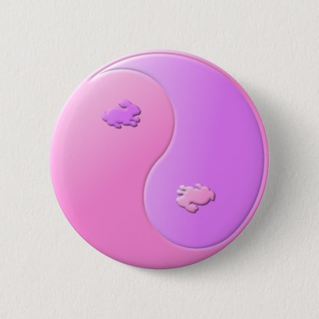 Badge Rond 5 Cm Lapins Yin Yang de Pâques (Devant)