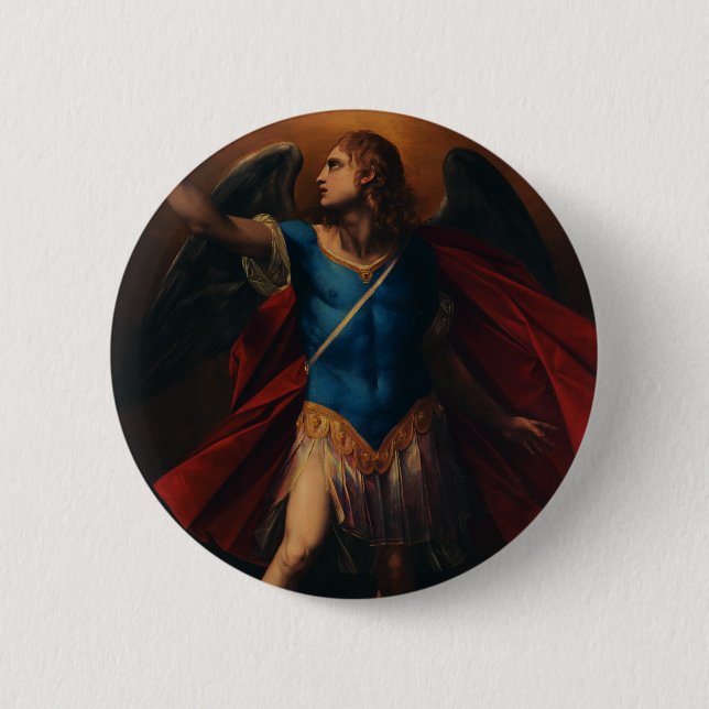 Badge Rond 5 Cm L'Archange Michel par Cavaliere d'Arpino (Devant)